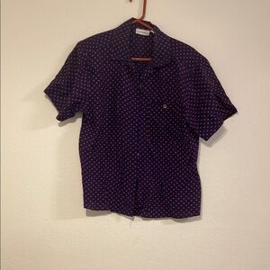 Men's Blue and Red Polka Dot Shirt